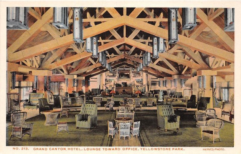 D67/ Yellowstone National Park Postcard c'10 Haynes Grand Canyon Hotel Lounge 13