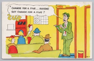 Comics~Man Begging For Change For A Five For Bus Fair~Vintage Postcard 