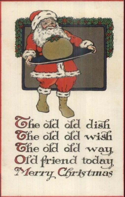 Christmas - Santa Claus Serves Dinner Series 191 Postcard EXC COND