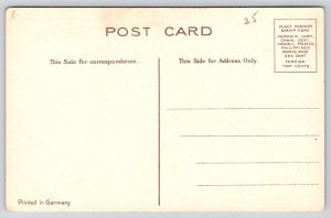 Greetings~Boy~Clover Arches~Flowers In Wheelbarrow~Glossy~c1910 Vintage Postcard