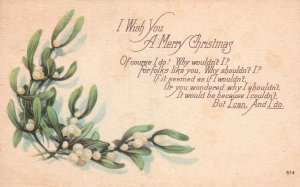 Vintage Postcard 1925 I Wish You A Merry Christmas Holiday Season's Greetings