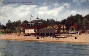 Highland Park MI Hotel & Pavilion c1910 Postcard