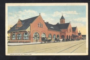 SAINT ST. JOSEPH MISSOURI RAILROAD DEPOT TRAIN STATION 1912 RPO VINTAGE POSTCARD