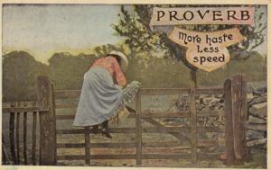 More Haste Less Speed Poetry Proverb Antique Postcard