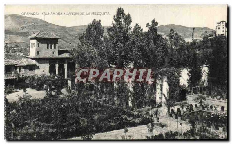 Old Postcard Granada Jardin De La Mezquita