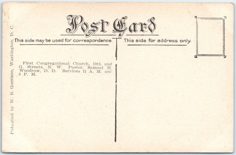 c1910s Washington DC First Congregational Church PC WB Garrison Litho Photo A323