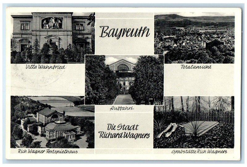 c1930's Richard Wagner's City of Bayreuth Bavaria Germany Multiview Postcard