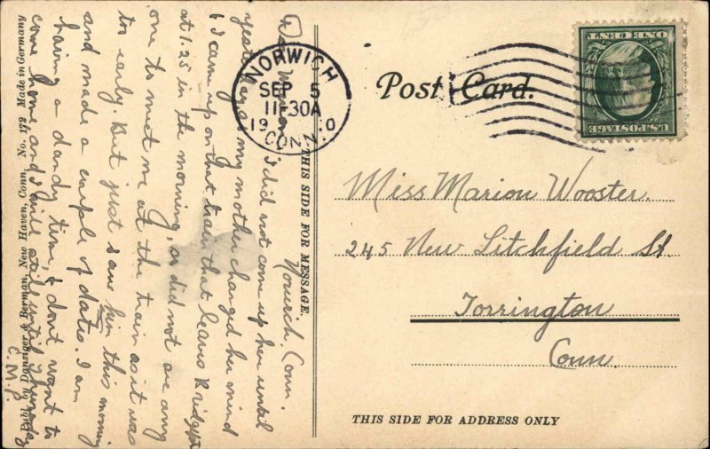 Norwich Connecticut CT Franklin Square Trolley Streetcar c1910 Postcard 