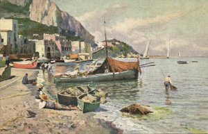 italy, CAPRI, Marina Grande, Artist Signed (1910s) Postcard