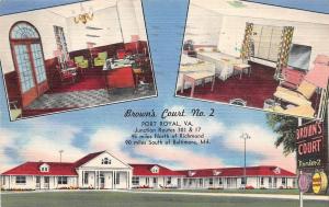 A26/ VIRGINIA Va Postcard 1954 PORT ROYAL Brown's Court Roadside Baltimore 3View