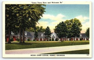 1940s PERRY GA MOSS OAKS LODGE HOTEL MOTEL GEORGIA LINEN POSTCARD P2097