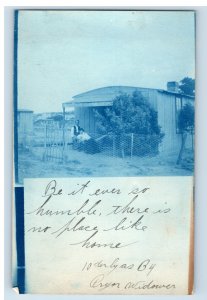 1900-06 Cyanotype RPPC Couples Home Pryor, CO. Postcard F150E