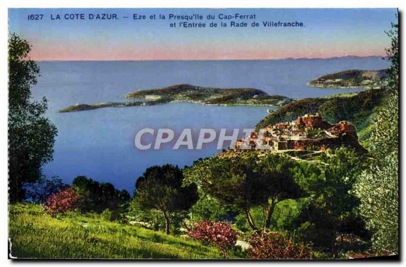 Old Postcard La Cote D & # 39Azur Eze And The Presqu'ile de 39ile Du Cap Ferr...