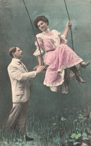 Vintage Postcard Sweet Moments Couple Dating Special Romantic Time Swing