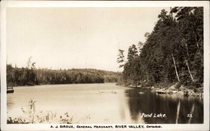 River Valley Ontario ONT Pond Lake Giroux Merhcant Real Photo Vintage Postcard