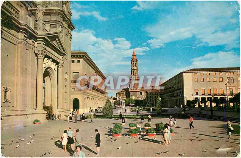 Old Postcard Zaragoza Plaza de las Catedrales Al Fondo Catedral de la Seo