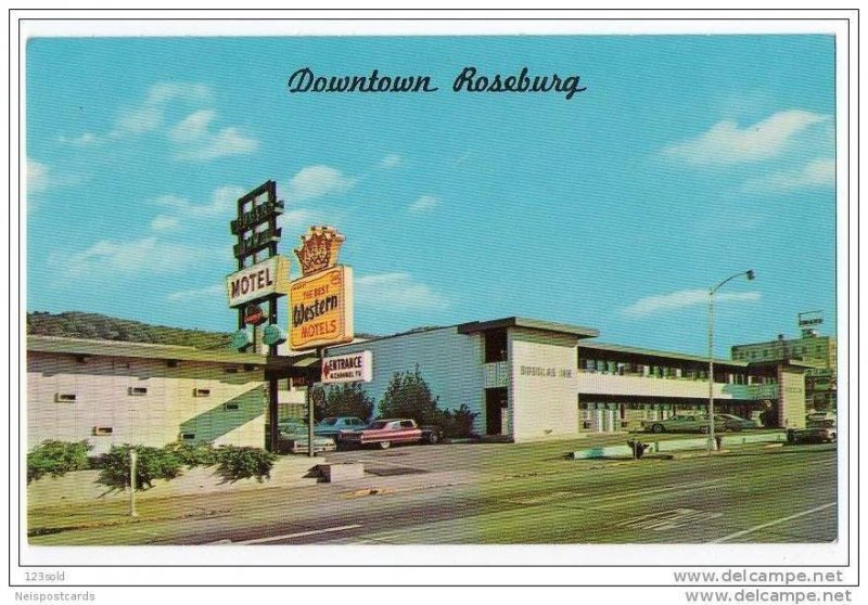 Roseburg , Oregon , Douglas Inn Motel Hotel , 50-60s