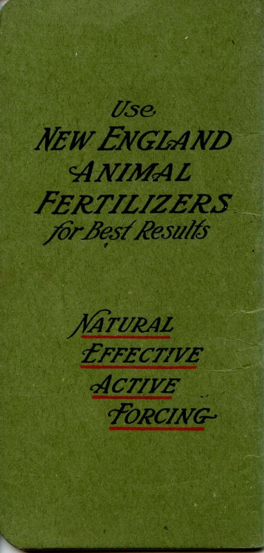 Booklet/Notebook-  New England Fertilizer Co, 1910-1911    (5.5 X 2.75)48pp