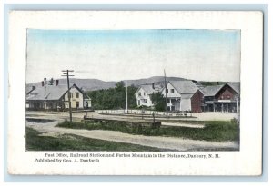 c1910's Post Office And Railroad Station Forbes Mountain Danbury NH Postcard