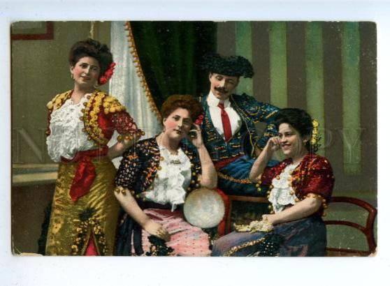 176298 SPAIN Musucians Dancers TORERO Vintage color PC