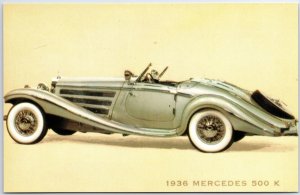 VINTAGE POSTCARD MUSEUM OF AUTOMOBILES - SILVER 1936 MERCEDES 500 K