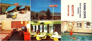 Scott's Motor Inn Kamloops BC Canada Multi-View Oversize Postcard