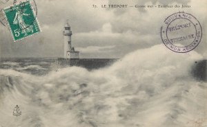 Navigation & sailing themed old postcard Le Treport lighthouse pier