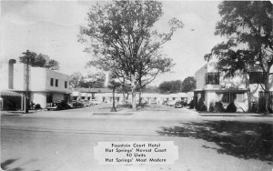 Hot Springs Arkansas Fountain Court Hotel autos occupation Postcard 24-7963