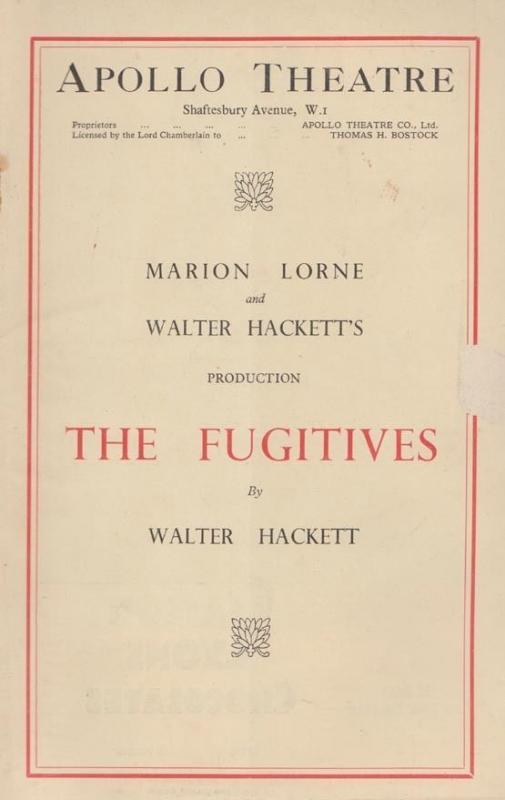 The Fugitives Marion Lorne Upper Class Drama WW2 Apollo London Theatre Programme