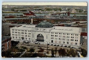 1929 Winnipeg Manitoba Canada Vintage Postcard Union Station Yards Building