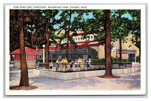 Fish Pond and Carnivora Walbridge Park Toledo Ohio OH Linen  Postcard H22