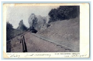 1907 Train Railway Entering Liberty New York NY Antique Postcard 