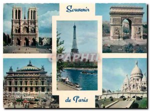 Modern Postcard Souvenir de Paris Notre Dame Place de l'Etoile The Eiffel Tou...