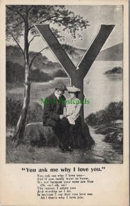 Romance Postcard - Poem, Romantic Couple, You Ask Me Why I Love You  RS36136