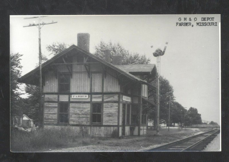 RPPC FARBER MISSOURI RAILROAD DEPOT TRAIN STATION MO REAL PHOTO POSTCARD