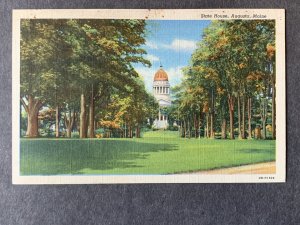State House Augusta ME Linen Postcard H1317082352