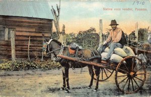 NATIVE CORN VENDOR PANAMA DONKEY CARRIAGE POSTCARD 1910