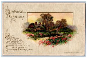 John Winsch Artist Signed Postcard Birthday Greetings Flowers Embossed 1910