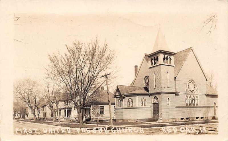 Red Oak Iowa First United Presbyterian Church Real Photo Vintage Postcard U2423