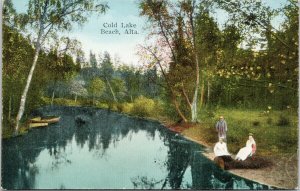 Cold Lake Beach Alberta Alta (Suomi Finland noted on back) Unused Postcard F82