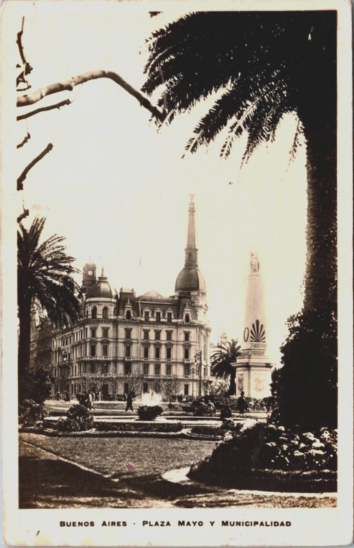 Argentina Buenos Aires Plaza Mayo y Municipalidad Vintage RPPC C139