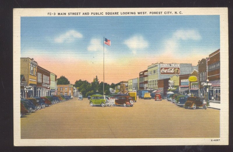 FOREST CITY NORTH CAROLINA NC DOWNTOWN MAIN STREET SCENE VINTAGE POSTCARD