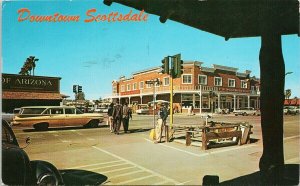 Scottsdale AZ Downtown Main Street & Scottsdale Road 1960s Postcard G22