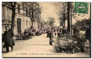 Old Postcard Angers The flower market Boulevard TOP mayor