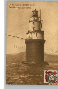 SAN FRANCISCO Golden Gate Lighthouse RED CROSS STAMP PC