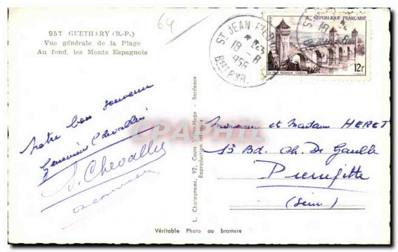 Postcard Old Guethary General view of the Beach Deep Spaniards Mountains