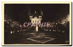 Old Postcard Monte Carlo Casino Night and Gardens