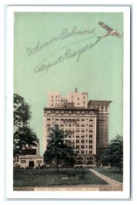 RICHMOND, VA ~ Advertising HOTEL RUEGER Airplane Skywriting c1940s Postcard