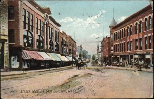 Hudson Massachusetts MA Main Street c1910 Vintage Postcard