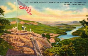 North Carolina View From High Cliff Showing Top Of Chimney Rock and Lake Lure